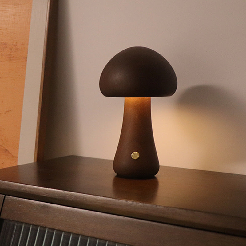 INS Wooden Mushroom Night Light Lamp