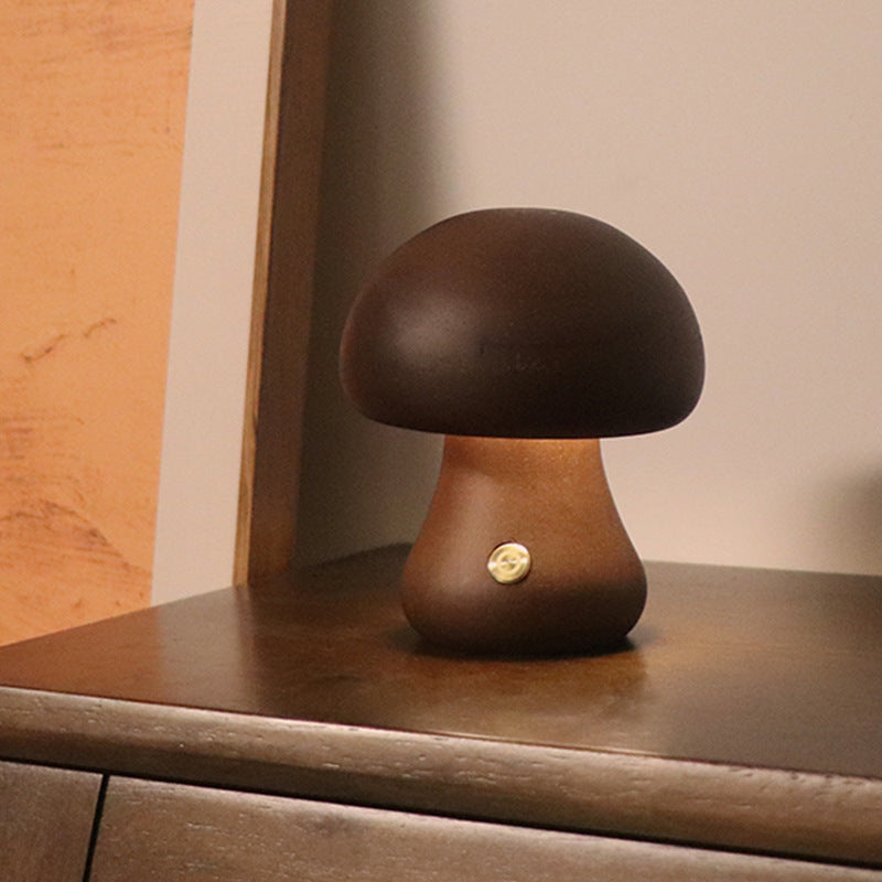 INS Wooden Mushroom Night Light Lamp