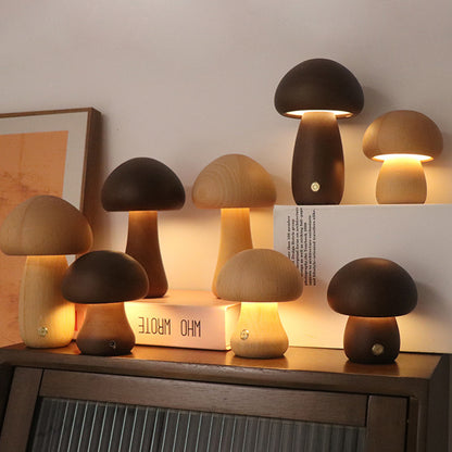 INS Wooden Mushroom Night Light Lamp