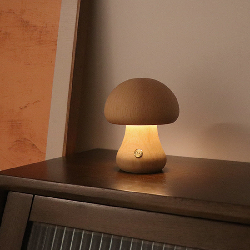 INS Wooden Mushroom Night Light Lamp