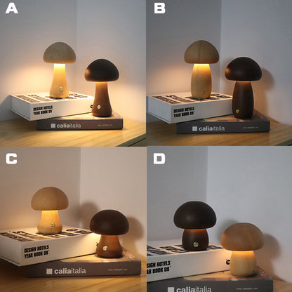 INS Wooden Mushroom Night Light Lamp