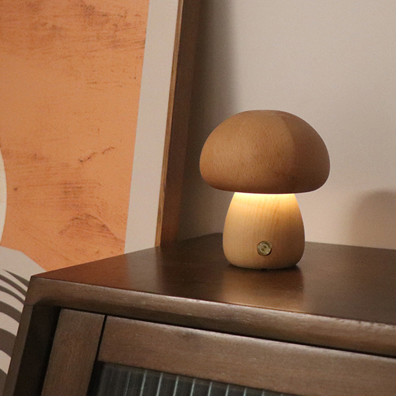 INS Wooden Mushroom Night Light Lamp