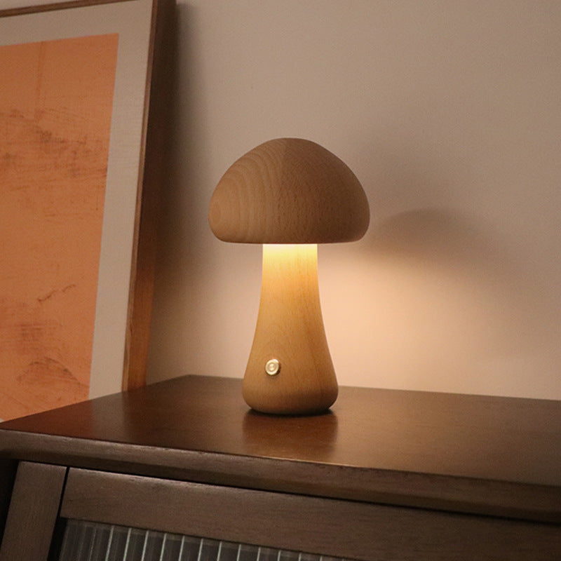 INS Wooden Mushroom Night Light Lamp