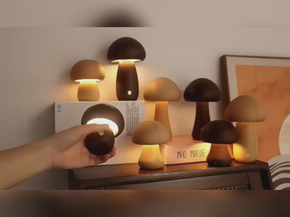 INS Wooden Mushroom Night Light Lamp